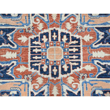 Load image into Gallery viewer, 9&#39;9&quot;x13&#39;10&quot; Coral Red, Peshawar Heriz with Antique Serapi Design, Hand Knotted, Shiny High Mountain Wool, Vegetable Dyes, Densely Woven, Soft Pile, Oriental Rug FWR5442