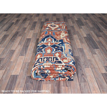 Load image into Gallery viewer, 9&#39;9&quot;x13&#39;10&quot; Coral Red, Peshawar Heriz with Antique Serapi Design, Hand Knotted, Shiny High Mountain Wool, Vegetable Dyes, Densely Woven, Soft Pile, Oriental Rug FWR5442