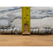 Load image into Gallery viewer, 7&#39;9&quot;x7&#39;9&quot; Indigo Blue With Goose Gray, Abstract Galaxy Design With Hi And Low Pile, Hand Knotted, Wool And Silk, Round Oriental Rug FWR544806