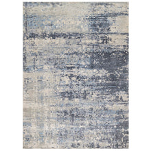 Load image into Gallery viewer, 9&#39;10&quot;x13&#39;7&quot; Blue and Gray, Modern Abstract with Mosaic Design, Wool and Silk, Hand Knotted, Oriental Rug FWR544836