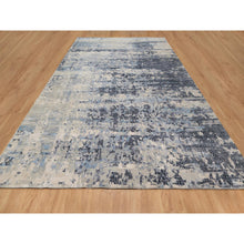 Load image into Gallery viewer, 9&#39;10&quot;x13&#39;7&quot; Blue and Gray, Modern Abstract with Mosaic Design, Wool and Silk, Hand Knotted, Oriental Rug FWR544836