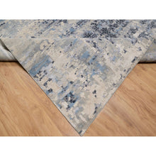 Load image into Gallery viewer, 9&#39;10&quot;x13&#39;7&quot; Blue and Gray, Modern Abstract with Mosaic Design, Wool and Silk, Hand Knotted, Oriental Rug FWR544836
