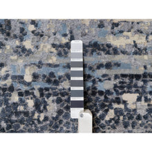 Load image into Gallery viewer, 9&#39;10&quot;x13&#39;7&quot; Blue and Gray, Modern Abstract with Mosaic Design, Wool and Silk, Hand Knotted, Oriental Rug FWR544836