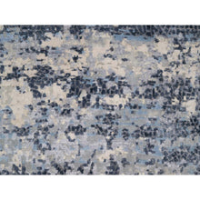 Load image into Gallery viewer, 9&#39;10&quot;x13&#39;7&quot; Blue and Gray, Modern Abstract with Mosaic Design, Wool and Silk, Hand Knotted, Oriental Rug FWR544836