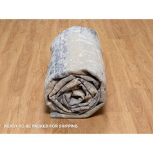 Load image into Gallery viewer, 9&#39;10&quot;x13&#39;7&quot; Blue and Gray, Modern Abstract with Mosaic Design, Wool and Silk, Hand Knotted, Oriental Rug FWR544836