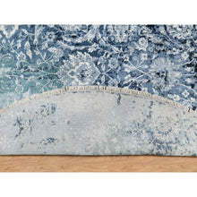 Load image into Gallery viewer, 12&#39;x12&#39; Gray With A Mix Of Blue, Broken And Erased Persian Tabriz Design, Wool And Silk, Hand Knotted, Round, Oriental Rug FWR544848