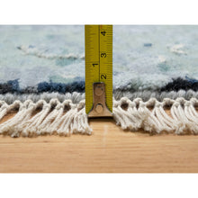 Load image into Gallery viewer, 12&#39;x12&#39; Gray With A Mix Of Blue, Broken And Erased Persian Tabriz Design, Wool And Silk, Hand Knotted, Round, Oriental Rug FWR544848