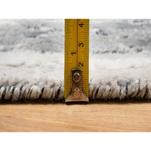 Load image into Gallery viewer, 2&#39;6&quot;x8&#39; Charcoal Black With Pearl White, Abstract Design, Hand Knotted, Soft To Touch, Wool And Silk, Runner Oriental Rug FWR544860