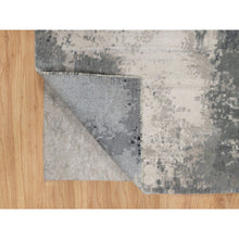 Load image into Gallery viewer, 2&#39;7&quot;x6&#39;4&quot; Sable Black With Parchment White, Abstract Design, Wool And Silk, Hand Knotted, Soft To Touch, Runner Oriental Rug FWR544866