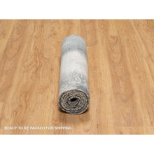 Load image into Gallery viewer, 2&#39;7&quot;x6&#39;4&quot; Sable Black With Parchment White, Abstract Design, Wool And Silk, Hand Knotted, Soft To Touch, Runner Oriental Rug FWR544866