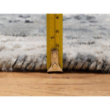 Load image into Gallery viewer, 2&#39;7&quot;x6&#39;4&quot; Sable Black With Parchment White, Abstract Design, Wool And Silk, Hand Knotted, Soft To Touch, Runner Oriental Rug FWR544866