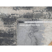 Load image into Gallery viewer, 2&#39;7&quot;x6&#39;4&quot; Sable Black With Parchment White, Abstract Design, Wool And Silk, Hand Knotted, Soft To Touch, Runner Oriental Rug FWR544866