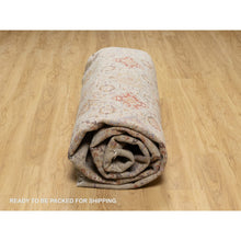 Load image into Gallery viewer, 11&#39;10&quot;x11&#39;10&quot; Biscoti Beige, Hand Knotted, The Sunset Rosettes, Wool And Pure Silk, Soft Colors, Round, Oriental Rug FWR544878