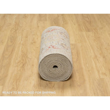 Load image into Gallery viewer, 2&#39;5&quot;x22&#39; Biscoti Beige, The Sunset Rosettes, Wool and Pure Silk, Hand Knotted, Soft Colors, XL Runner, Oriental Rug FWR544884