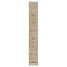 Load image into Gallery viewer, 2&#39;7&quot;x22&#39; Biscoti Beige, Soft Colors, The Sunset Rosettes, Wool and Pure Silk, Hand Knotted, XL Runner, Oriental Rug FWR544890