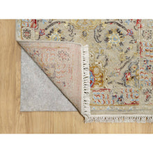 Load image into Gallery viewer, 2&#39;7&quot;x22&#39; Biscoti Beige, Soft Colors, The Sunset Rosettes, Wool and Pure Silk, Hand Knotted, XL Runner, Oriental Rug FWR544890