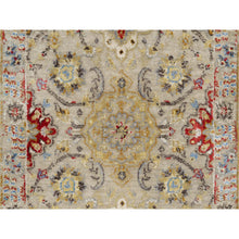 Load image into Gallery viewer, 2&#39;7&quot;x22&#39; Biscoti Beige, Soft Colors, The Sunset Rosettes, Wool and Pure Silk, Hand Knotted, XL Runner, Oriental Rug FWR544890