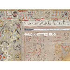 2'7"x22' Biscoti Beige, Soft Colors, The Sunset Rosettes, Wool and Pure Silk, Hand Knotted, XL Runner, Oriental Rug FWR544890