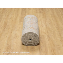 Load image into Gallery viewer, 2&#39;9&quot;x20&#39; Biscoti Beige, Hand Knotted, Soft Colors, The Sunset Rosettes, Wool And Pure Silk, Xl Runner, Oriental Rug FWR544896