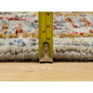 2'9"x20' Biscoti Beige, Hand Knotted, Soft Colors, The Sunset Rosettes, Wool And Pure Silk, Xl Runner, Oriental Rug FWR544896