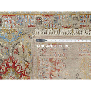 2'9"x20' Biscoti Beige, Hand Knotted, Soft Colors, The Sunset Rosettes, Wool And Pure Silk, Xl Runner, Oriental Rug FWR544896