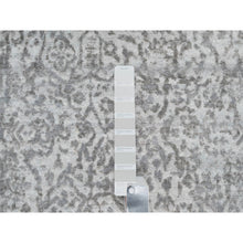 Load image into Gallery viewer, 2&#39;7&quot;x16&#39; Gray, Broken And Erased Persian Design, Tone On Tone, Hand Knotted, Wool And Pure Silk, Xl Runner, Oriental Rug FWR544902