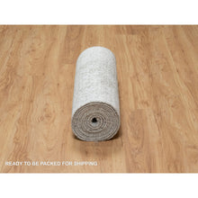 Load image into Gallery viewer, 2&#39;7&quot;x16&#39; Gray, Broken And Erased Persian Design, Tone On Tone, Hand Knotted, Wool And Pure Silk, Xl Runner, Oriental Rug FWR544902