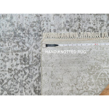 Load image into Gallery viewer, 2&#39;7&quot;x16&#39; Gray, Broken And Erased Persian Design, Tone On Tone, Hand Knotted, Wool And Pure Silk, Xl Runner, Oriental Rug FWR544902