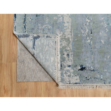 Load image into Gallery viewer, 10&#39;1&quot;x10&#39;4&quot; Gray with a Mix of Blue, Wool and Silk, Hand Knotted, Broken and Erased Persian Tabriz Design, Square, Oriental Rug FWR544920