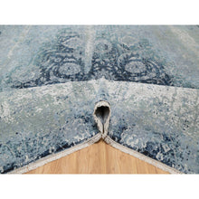 Load image into Gallery viewer, 10&#39;1&quot;x10&#39;4&quot; Gray With A Mix Of Blue, Wool And Silk, Hand Knotted, Broken And Erased Persian Tabriz Design, Square, Oriental Rug FWR544920