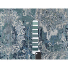 Load image into Gallery viewer, 10&#39;1&quot;x10&#39;4&quot; Gray with a Mix of Blue, Wool and Silk, Hand Knotted, Broken and Erased Persian Tabriz Design, Square, Oriental Rug FWR544920