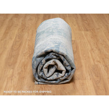 Load image into Gallery viewer, 10&#39;1&quot;x10&#39;4&quot; Gray with a Mix of Blue, Wool and Silk, Hand Knotted, Broken and Erased Persian Tabriz Design, Square, Oriental Rug FWR544920