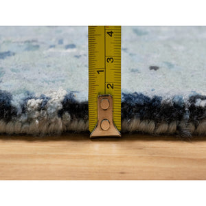 10'1"x10'4" Gray with a Mix of Blue, Wool and Silk, Hand Knotted, Broken and Erased Persian Tabriz Design, Square, Oriental Rug FWR544920