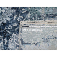 Load image into Gallery viewer, 10&#39;1&quot;x10&#39;4&quot; Gray with a Mix of Blue, Wool and Silk, Hand Knotted, Broken and Erased Persian Tabriz Design, Square, Oriental Rug FWR544920