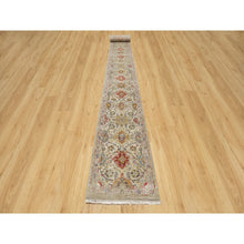 Load image into Gallery viewer, 2&#39;7&quot;x26&#39; Biscoti Beige, The Sunset Rosettes, Wool And Pure Silk, Hand Knotted, Soft Colors, Xl Runner, Oriental Rug FWR544938