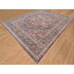 12'x15'2" Tuscan Red, Heriz Revival, Vegetable Dyes, Soft Wool, Thick And Plush, Hand Knotted, Oversized, Oriental Rug FWR544944