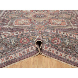 12'x15'2" Tuscan Red, Heriz Revival, Vegetable Dyes, Soft Wool, Thick And Plush, Hand Knotted, Oversized, Oriental Rug FWR544944