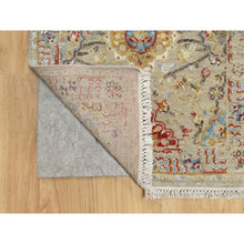 Load image into Gallery viewer, 2&#39;6&quot;x24&#39;1&quot; Biscoti Beige, The Sunset Rosettes, Wool and Pure Silk, Hand Knotted, Soft Colors, XL Runner, Oriental Rug FWR544950
