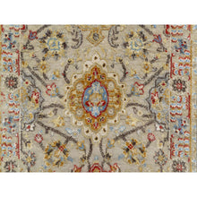 Load image into Gallery viewer, 2&#39;6&quot;x24&#39;1&quot; Biscoti Beige, The Sunset Rosettes, Wool and Pure Silk, Hand Knotted, Soft Colors, XL Runner, Oriental Rug FWR544950