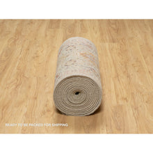 Load image into Gallery viewer, 2&#39;6&quot;x24&#39;1&quot; Biscoti Beige, The Sunset Rosettes, Wool and Pure Silk, Hand Knotted, Soft Colors, XL Runner, Oriental Rug FWR544950