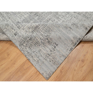 8'1"x8'1" Sterling Gray, Hand Spun, Undyed Natural Wool, Modern Design, Hand Knotted, Square, Oriental Rug FWR545010
