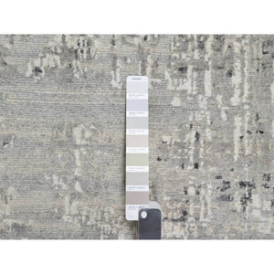8'1"x8'1" Sterling Gray, Hand Spun, Undyed Natural Wool, Modern Design, Hand Knotted, Square, Oriental Rug FWR545010