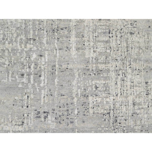 8'1"x8'1" Sterling Gray, Hand Spun, Undyed Natural Wool, Modern Design, Hand Knotted, Square, Oriental Rug FWR545010