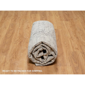 8'1"x8'1" Sterling Gray, Hand Spun, Undyed Natural Wool, Modern Design, Hand Knotted, Square, Oriental Rug FWR545010