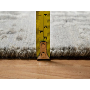 8'1"x8'1" Sterling Gray, Hand Spun, Undyed Natural Wool, Modern Design, Hand Knotted, Square, Oriental Rug FWR545010