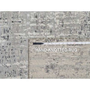 8'1"x8'1" Sterling Gray, Hand Spun, Undyed Natural Wool, Modern Design, Hand Knotted, Square, Oriental Rug FWR545010