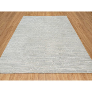 10'x10' Platinum Gray, Modern Design, Hand Spun, Undyed Natural Wool, Cut and Loop Pile, Hand Knotted, Square Oriental Rug FWR545016