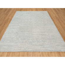 Load image into Gallery viewer, 10&#39;x10&#39; Platinum Gray, Modern Design, Hand Spun, Undyed Natural Wool, Cut And Loop Pile, Hand Knotted, Square Oriental Rug FWR545016