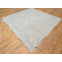 Load image into Gallery viewer, 10&#39;x10&#39; Platinum Gray, Modern Design, Hand Spun, Undyed Natural Wool, Cut and Loop Pile, Hand Knotted, Square Oriental Rug FWR545016