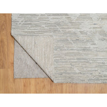 Load image into Gallery viewer, 10&#39;x10&#39; Platinum Gray, Modern Design, Hand Spun, Undyed Natural Wool, Cut and Loop Pile, Hand Knotted, Square Oriental Rug FWR545016
